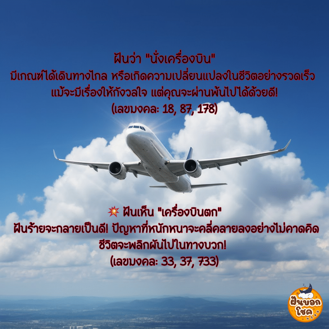 ฝันเห็น “เครื่องบิน” สัญญาณของความเร็วและการเปลี่ยนแปลง!