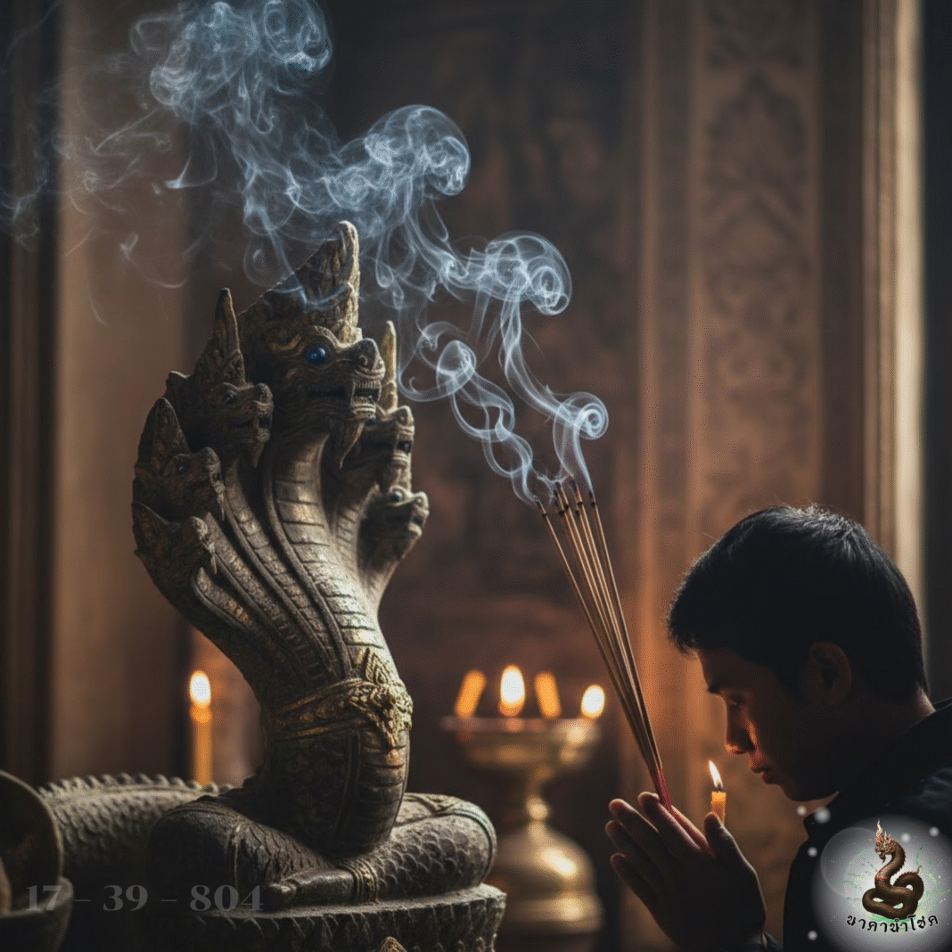 ค่ำคืนนี้…ผู้ศรัทธาได้จุดธูปบูชาต่อหน้าพญานาค