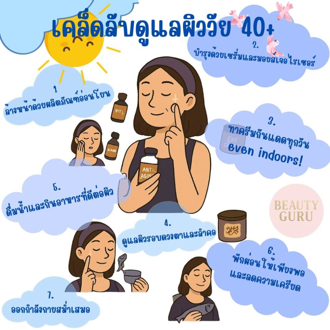 7 เคล็ดลับดูแลผิววัย 40+